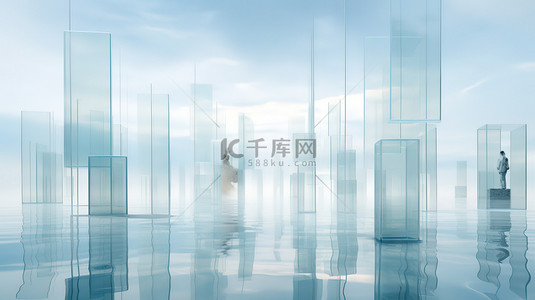 柱子立体背景图片_半透明介质柱子立方体未来风格11