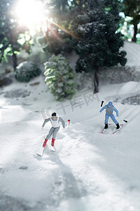 冬季山摄影照片_创意微观滑雪