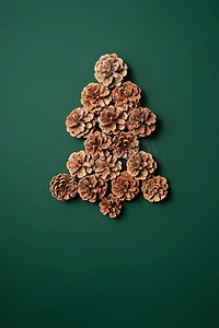 装饰图片松果摄影照片_松果组成的圣诞树