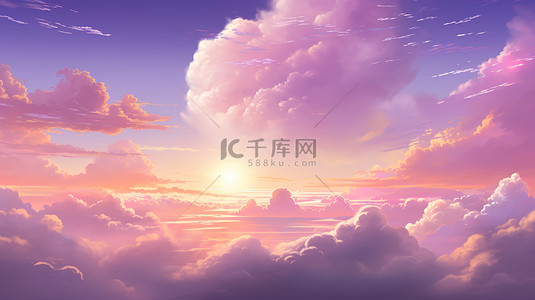 天空动漫背景图片_日落淡粉色和紫色动漫天空19
