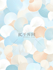 贝壳贝壳背景图片_蓝白色粉彩贝壳图案背景14