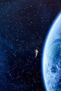 宇航员遨游外太空