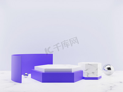 简约紫色背景摄影照片_3D在紫色背景上渲染简约产品展示或平台，演示产品演示平台