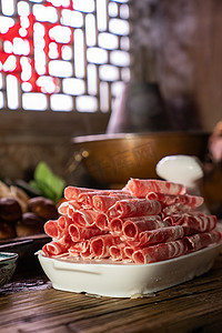 中国菜蔬菜摄影照片_涮羊肉