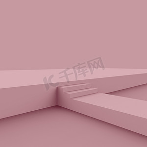 3D紫罗兰色的枫树舞台场景最小工作室背景。摘要三维几何形体图解绘制.展示化妆品时尚产品.自然单色色调.