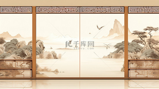 中国古典工笔画极简城墙中国风建筑19