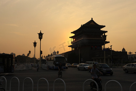 城楼登楼摄影照片_北京前门箭楼