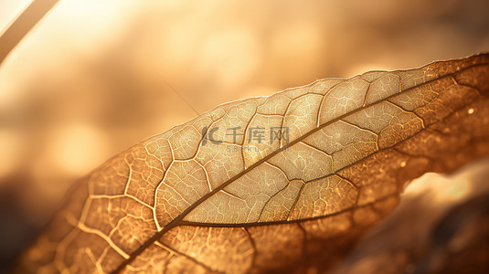 秋天阳光下黄色树叶叶脉12