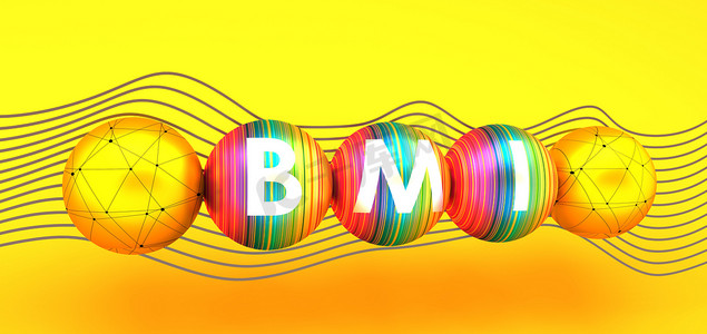指数摄影照片_带条纹球体的BMI字母。3D插图