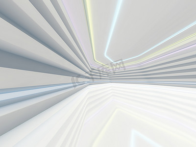 抽象现代建筑的空旷背景.3D插图