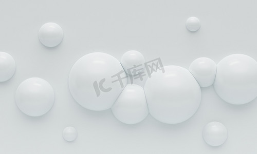白色闪亮的抽象背景与气泡。产品促销的备份设计.3d渲染