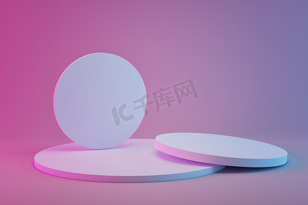3d光圈摄影照片_基于彩色背景的白圆论坛3D渲染.