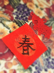 红白相间的中国新年贺卡