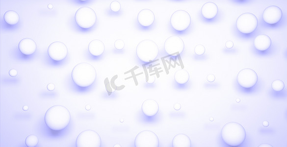 Abstract lilac 17-3938 Very Peri background with dynamic 3d spheres. lilac balls on a lilac background. Modern trendy banner or poster design. 3D image, copy space.