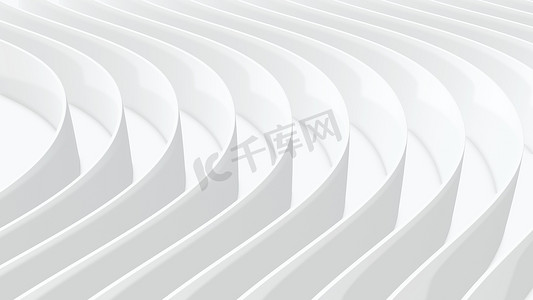 商业展示的3D白色波浪形背景。摘要灰色条纹图案典雅.简约的空条纹空白BG 。半色调单色设计，带有现代最小色彩插图.