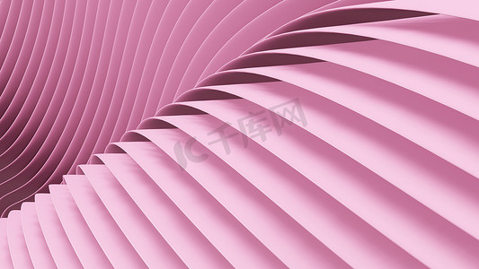 几何线条摄影照片_3D抽象波背景。三维丁香抽象线条和波浪的壁纸。几何背景。3D渲染