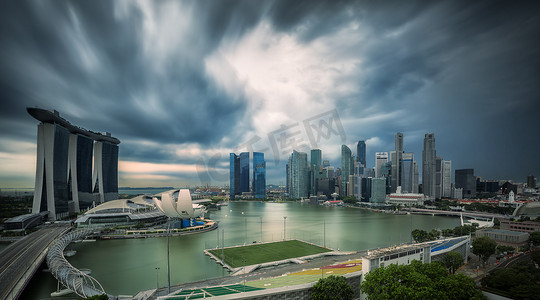一天早上的新加坡城市的景观时间.