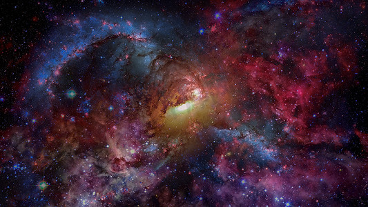 星云和星系。美国宇航局提供的这一图像的元素