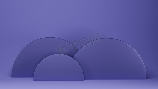 紫色3d几何摄影照片_具有几何形状和空白空间的紫色单色静物3D渲染