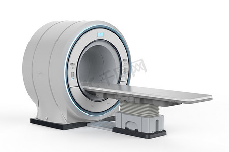 眼球成像摄影照片_3d. 在白背景上进行 mri 扫描或磁共振成像扫描装置