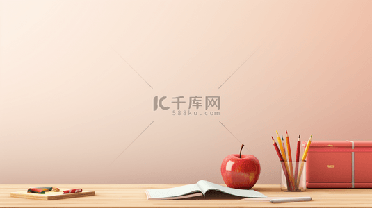 开学季背景图背景图片_小清新开学季苹果书本背景图19