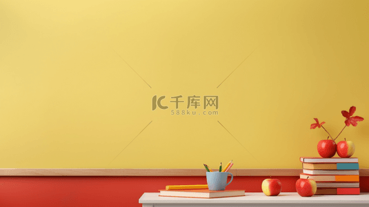 苹果6立体背景图片_小清新开学季苹果书本背景图6