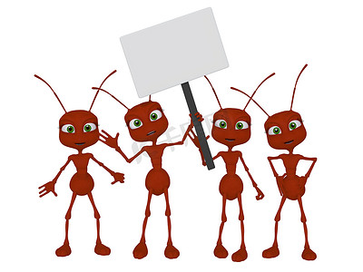 蚂蚁以空白符号的 3d 卡通