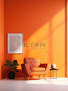 沙发单人背景图片_橙色背景墙沙发室内空间家居背景15