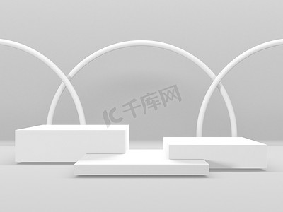 修仙场景摄影照片_抽象场景讲台模型。颁奖典礼的概念。3D渲染