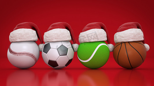 圣诞节的概念。球类运动用品。3d 渲染