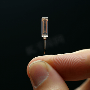 指尖的摄影照片_人类指尖上的硅微芯片