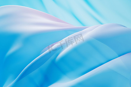 科技蓝色素材摄影照片_C4D风格的丝绸插画