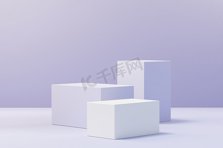 year摄影照片_3d render of Beauty podium with Very Peri color of the year 2022 design for product presentation and advertising. Minimal pastel sky and Dreamy land scene. Romance concept.