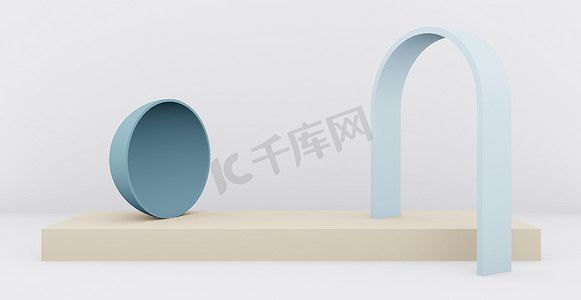 带抽象讲台和墙壁场景背景的3D渲染背景. 