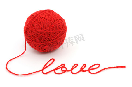 love摄影照片_Thread ball with word 'love'