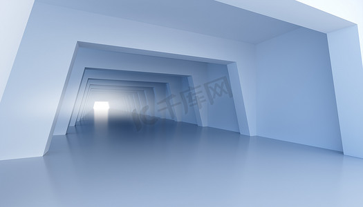 一束白光摄影照片_最后是带有白光的抽象的未来主义走廊。3d渲染