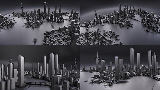 设置现代城市的立体景观。大都市的巨大布局。3D渲染