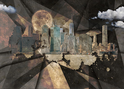 NYC. Manhattan. Modern art collage. 3D rendering
