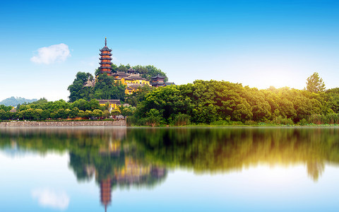 江南摄影照片_金山是江南的佛教圣地。镇江, 中国.