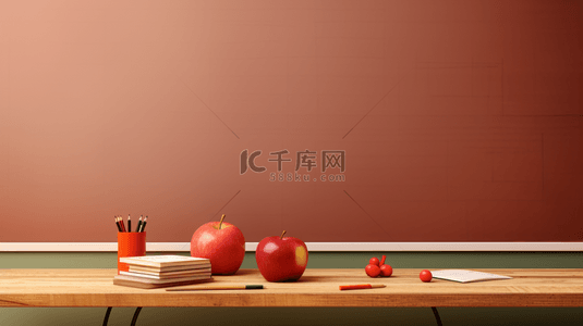 开学季苹果背景图片_小清新开学季苹果书本背景图3