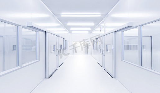 灯光背景摄影照片_现代室内科学实验室的灯光从网关