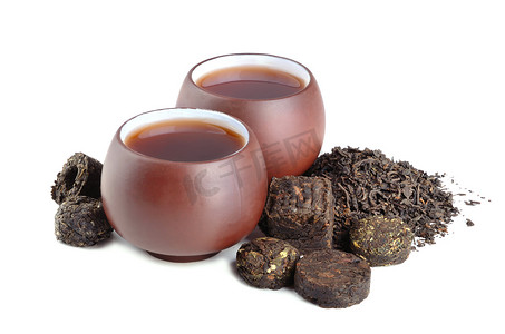 水墨普洱茶摄影照片_黑色的普洱茶茶
