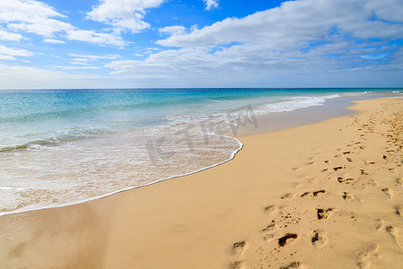 美丽的绿松石海在詹迪亚海滩, 莫罗杰布勒, 富埃特文图拉, 加那利群岛, 西班牙