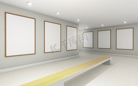 and摄影照片_Art Gallery perspective two point and Picture Frame wall monocom