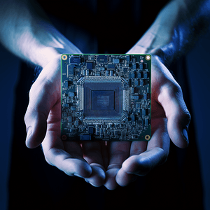 中央处理器摄影照片_近距离肖像的计算机工程师的手是拿着中央处理器的计算机