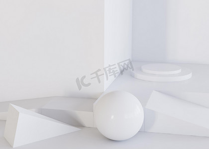 白色球体几何形状背景。高质量的照片
