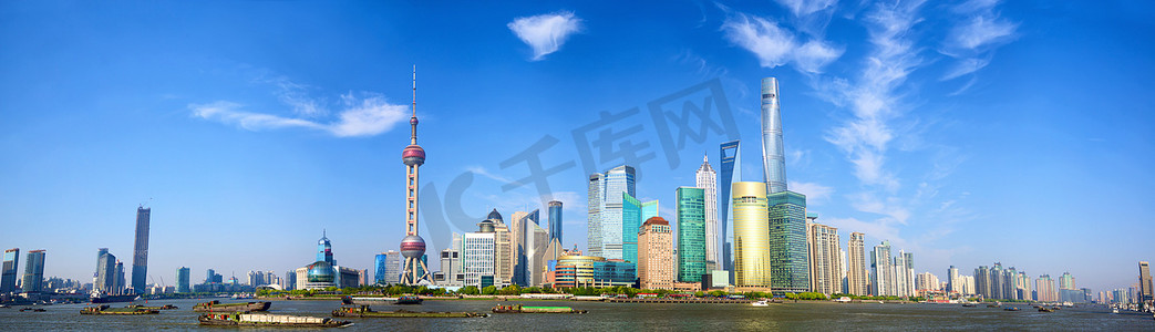 上海滩素材摄影照片_上海天际线全景