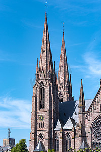 惊人的圣保罗的哥特式教堂在斯特拉斯堡法国