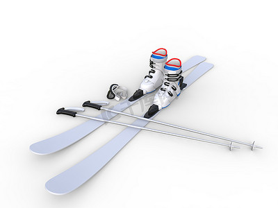 雪板滑雪靴-白色背景上的广角