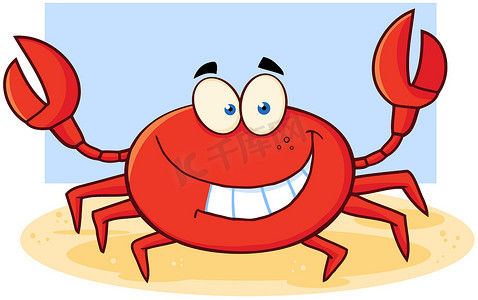 螃蟹卡通吉祥物形象